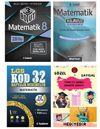 TUDEM YAYINLARI LGS MATEMATİK BECERİ TEMELLİ SORU BANKASI - MATEMATİK KLAVUZ DENEME - MATEMATİK KOD 32 HAFTALIK DENEME - HEDİYE