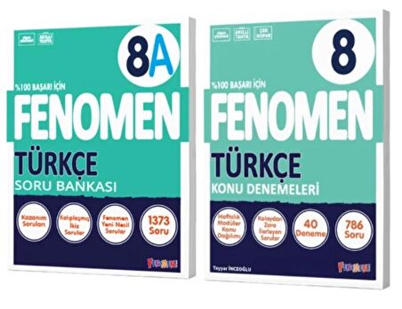 FENOMEN YAYINCILIK 8. Sınıf Türkçe A Soru Bankası + Türkçe Konu Denemeleri (2 Kitap)