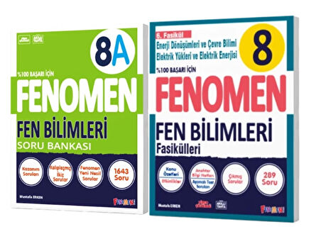 ENOMEN YAYINLARI 8. SINIF Fen Bilimleri A Soru Bankası + Fen Bilimleri 6. Fasikül (Enerji Dön. Ve Çevre Bil.-Elektrik Yükleri Elek. Enerjisi) (2 KİTAP)