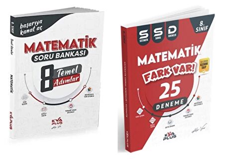 KORAY VAROL YAYINLARI 8. SINIF MATEMATİK TEMEL ADIMLAR SORU BANKASI VE 25 SİSTEMATİK SARMAL DENEME (2 KİTAP)