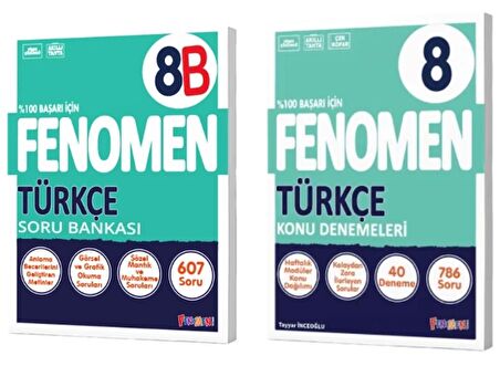 FENOMEN YAYINCILIK 8. Sınıf Türkçe B Soru Bankası + Türkçe Konu Denemeleri (2 Kitap)