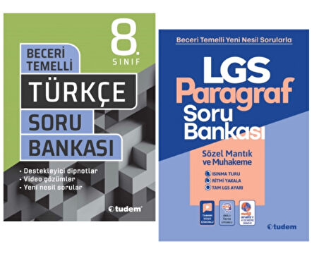 TUDEM YAYINLARI 8.SINIF LGS BECERİ TEMELLİ TÜRKÇE - PARAGRAF SORU BANKASI