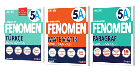 FENOMEN YAYINLARI 5 Türkçe A + Matematik A + PARAGRAF A Soru Bankası