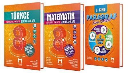 MOZAİK YAYINLARI 8. Sınıf Türkçe - Matematik - Paragraf Soru Bankası (3 Kitap)