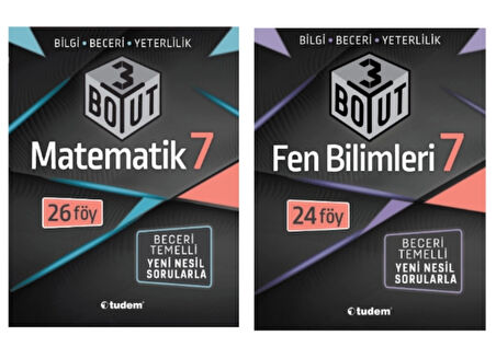 TUDEM YAYINLARI 7.SINIF 3 BOYUT MATEMATİK - FEN BİLİMLERİ BECERİ TEMELLİ SORU BANKASI