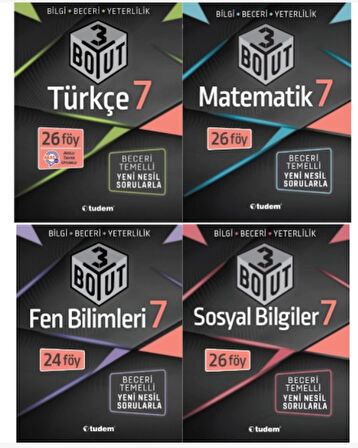 TUDEM YAYINLARI 7.SINIF 3 BOYUT TÜRKÇE - MATEMATİK - FEN BİLİMLERİ - SOSYAL BİLGİLER BECERİ TEMELLİ SORU BANKASI