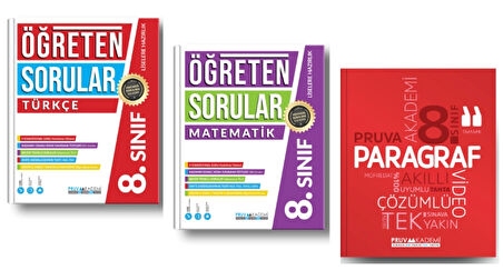 PRUVA AKADEMİ YAYINLARI 8.SINIF ÖĞRETEN SORULAR TÜRKÇE + MATEMATİK + PARAGRAF SORU BANKASI