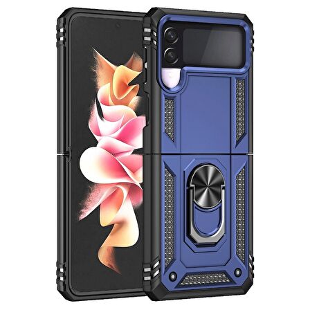 Smcase Samsung Galaxy Z Flip3 5G Kılıf Vega Yüzüklü Tank Silikon