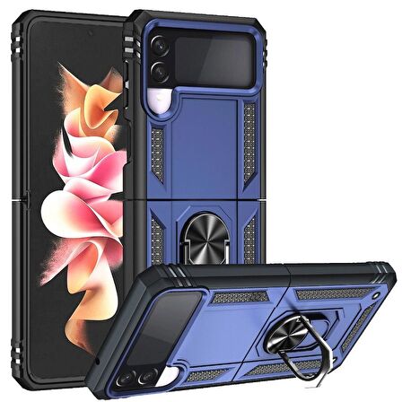 Smcase Samsung Galaxy Z Flip3 5G Kılıf Vega Yüzüklü Tank Silikon