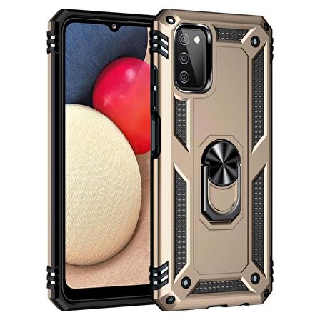 Smcase Samsung Galaxy A03s Kılıf Vega Yüzüklü Tank Silikon