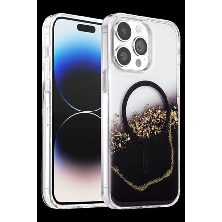 Onegif Apple iPhone 15 Pro Max Lotus Simli Magsafe Kapak - Siyah