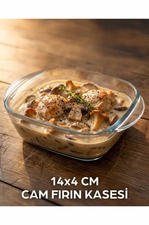 1 Adet Cam Fırın Kasesi Borline Meze Tabağı Kare Kase 14x4 Cm