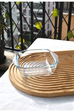 1 Adet Cam Fırın Kasesi Borline Meze Tabağı Kare Kase 14x4 Cm