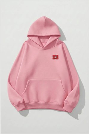Unisex Yumuşak Dokulu Kalbin İzi Baskılı Tasarım Oversize 3 İplik Hoodie Sweatshirt