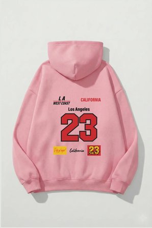 Unisex Yumuşak Dokulu Kalbin İzi Baskılı Tasarım Oversize 3 İplik Hoodie Sweatshirt