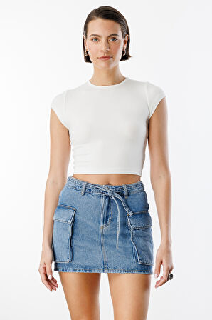 Kısa Kollu Kadın Crop T-shirt CROP-t-shirt