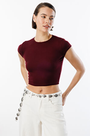 Kısa Kollu Kadın Crop T-shirt CROP-t-shirt