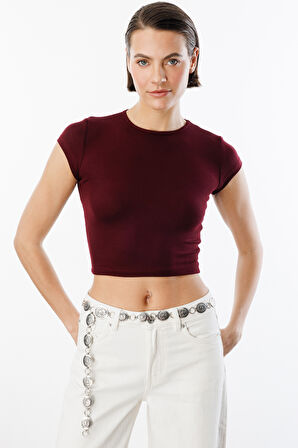 Kısa Kollu Kadın Crop T-shirt CROP-t-shirt