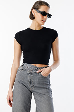 Kısa Kollu Kadın Crop T-shirt CROP-T-SHIRT