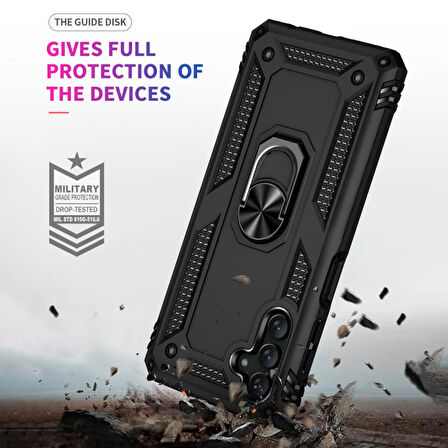 Smcase Samsung Galaxy A13 5G Kılıf Vega Yüzüklü Tank Silikon  Nano Ekran Koruyucu
