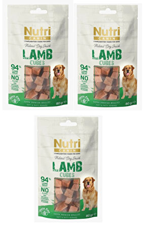 Nutri Canin Kuzu Etli Küp Tahılsız Köpek Ödülü 80 Gr. X 3 Adet
