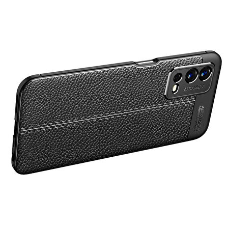 Smcase Oppo A55 Kılıf Kamera Korumalı Deri Dokulu Silikon