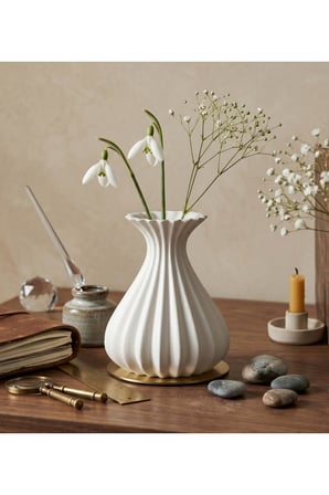 Vazo Modern Estetik 3D Baskı, Dekoratif, Bohem Beyaz -- 15 cm --
