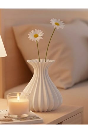 Vazo Modern Estetik 3D Baskı, Dekoratif, Bohem Beyaz -- 15 cm --