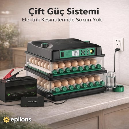 Fx-192 Model Tam Otomatik Kuluçka Makinesi –Tüm Kanatlı Hayvanlara Uyumlu Yeni Nesil Su Hazneli Süngerli Sistem (  )