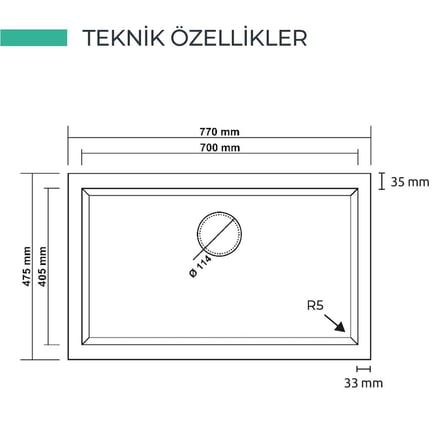 Real Stone K Serisi K013 Eviye Cappucino 77×47,5 cm Tezgah Altı
