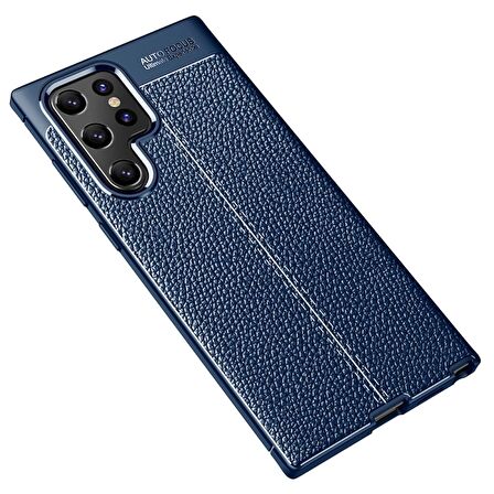Smcase Samsung Galaxy S22 Ultra 5G Kılıf Deri Dokulu Silikon