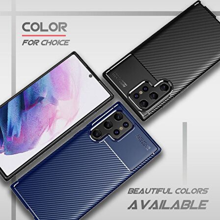 Smcase Samsung Galaxy S22 Ultra 5G Kılıf Negro Karbon Dokulu Silikon