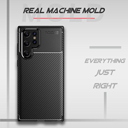Smcase Samsung Galaxy S22 Ultra 5G Kılıf Negro Karbon Dokulu Silikon