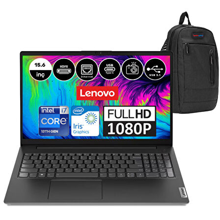 Lenovo V15 Gen3 Intel Core i7 1355U 24 GB 1 TB SSD Intel Iris Xᵉ Windows 11 Home 15.6" FHD Taşınabilir Bilgisayar 83A1003NTXW14 + Weblegelsin Çanta