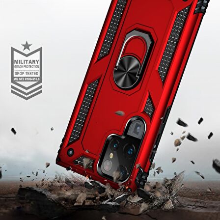 Smcase Samsung Galaxy S22 Ultra 5G Kılıf Vega Yüzüklü Tank Silikon
