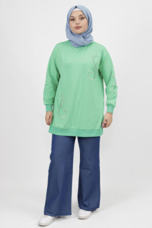 İnci Taş Detaylı 2 İp Sweatshirt