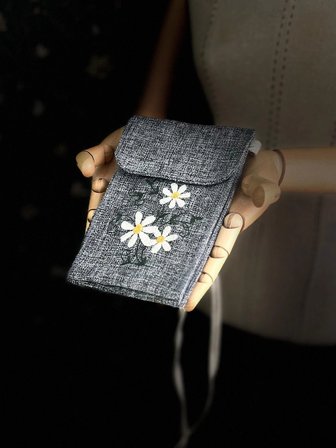 MEADOV Nakış İşlemeli Keten Telefon Çantası, Telefon Kılıfı v80