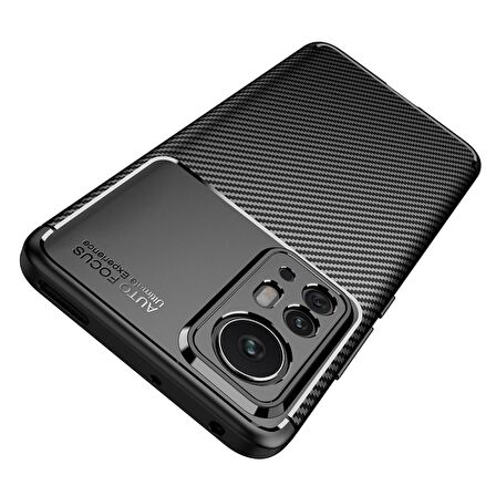 Smcase Xiaomi 12 Kılıf Kamera Korumalı Negro Karbon Dokulu Silikon