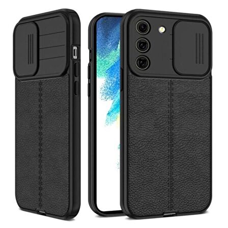 Gpack Samsung Galaxy S22 Plus Kılıf Kamera Sürgülü Deri Dokulu Mat Silikon 