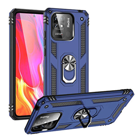 Gpack Xiaomi Redmi 10C Kılıf Vega Sert Silikon Tank Standlı Yüzüklü MıknatıslıNano