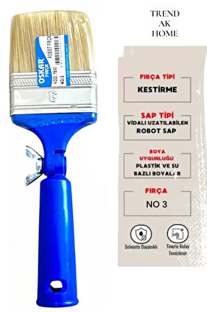  3 numara OSKAR FIRÇA LÜX ROBOT KESTİRME BOYA FIRÇASI