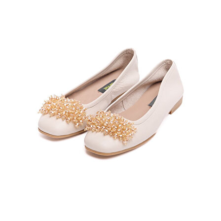 Hakiki Deri Taşlı Kadın Babet