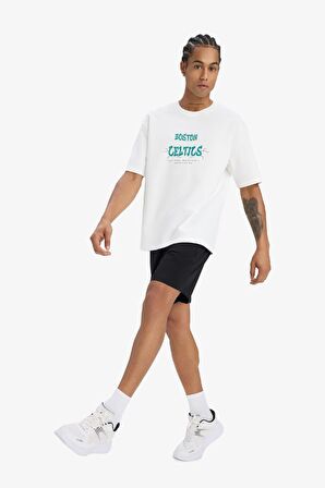 DeFactoFit NBA Boston Celtics Oversize Geniş Kalıp Bisiklet Yaka Sırt Baskılı Kısa Kollu Tişört E0132AX25SPER105