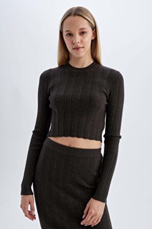 DeFacto Slim Fit Dar Kesim Bisiklet Yaka Triko Kazak A2057AX24AUAR227