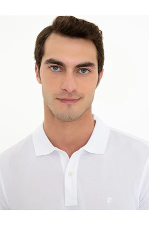 Beyaz Slim Fit Basic Polo Yaka T-sirt