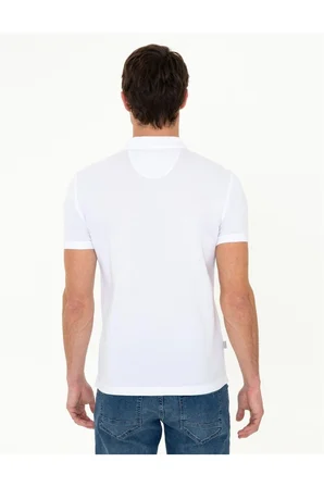 Beyaz Slim Fit Basic Polo Yaka T-sirt