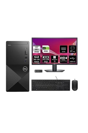 Vostro 3030MT i5 12400 96GB 512GB SSD RTX3050/6GB W11H Masaüstü Bilgisayar + 27" Monitör