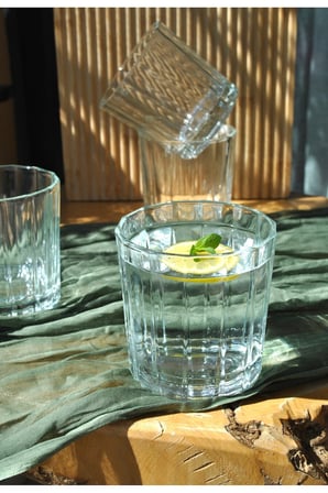 4 Adet Kristal Model Cam Su Bardağı Şık Meşrubat Kokteyl Bardak 360 ml
