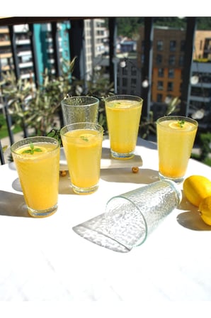6 Adet Şeffaf Cam Bardak Seti 375 ml Orven Seri Meşrubat Su Limonata Bardağı