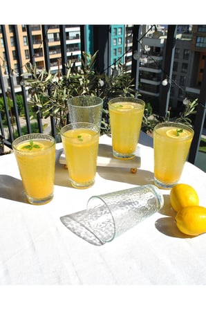 6 Adet Şeffaf Cam Bardak Seti 375 ml Orven Seri Meşrubat Su Limonata Bardağı